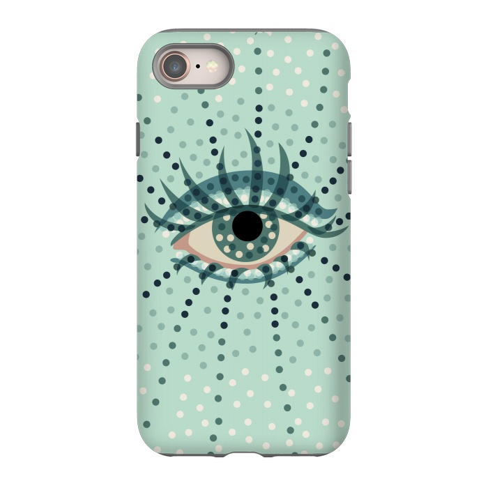 iPhone 8 StrongFit Beautiful Abstract Dotted Blue Eye by Boriana Giormova