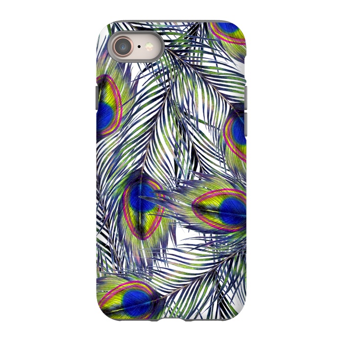 iPhone 8 StrongFit Peacock Feathers Pattern by ECMazur 