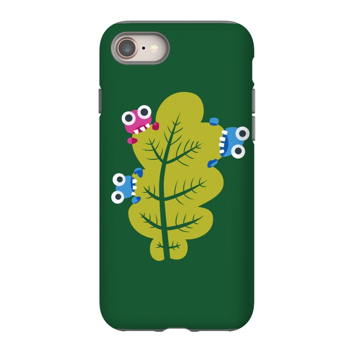 iPhone 8 StrongFit Cute Cartoon Bugs Eat Green Leaf by Boriana Giormova