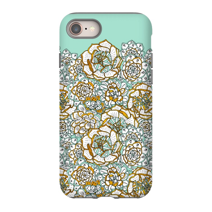 iPhone 8 StrongFit Mint Succulents by Pom Graphic Design