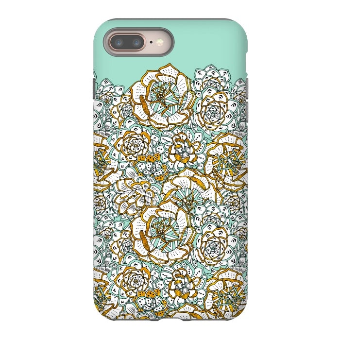 iPhone 8 plus StrongFit Mint Succulents by Pom Graphic Design