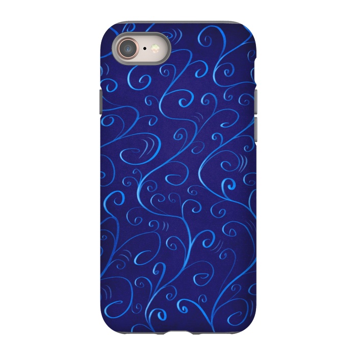 iPhone 8 StrongFit Beautiful Glowing Blue Swirls by Boriana Giormova