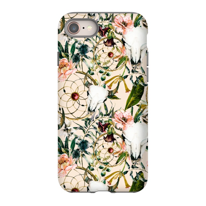 iPhone 8 StrongFit Bohemian dreamcatcher and skull floral  by Mmartabc