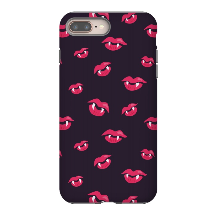 iPhone 8 plus StrongFit Pink Vampire Lips And Fangs Pattern by Boriana Giormova