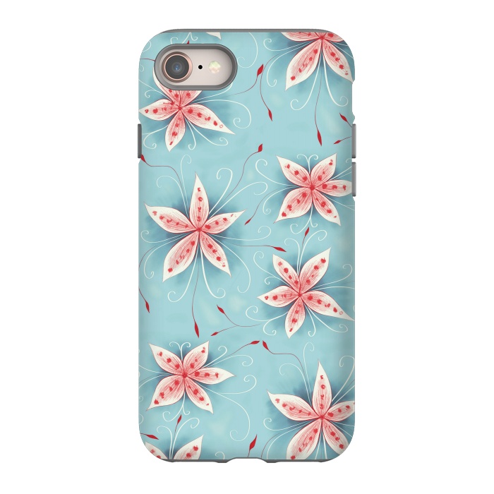 iPhone 8 StrongFit Beautiful Abstract Flowers In Red And White by Boriana Giormova