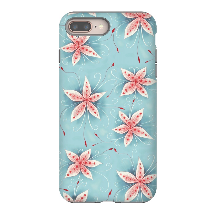 iPhone 8 plus StrongFit Beautiful Abstract Flowers In Red And White by Boriana Giormova
