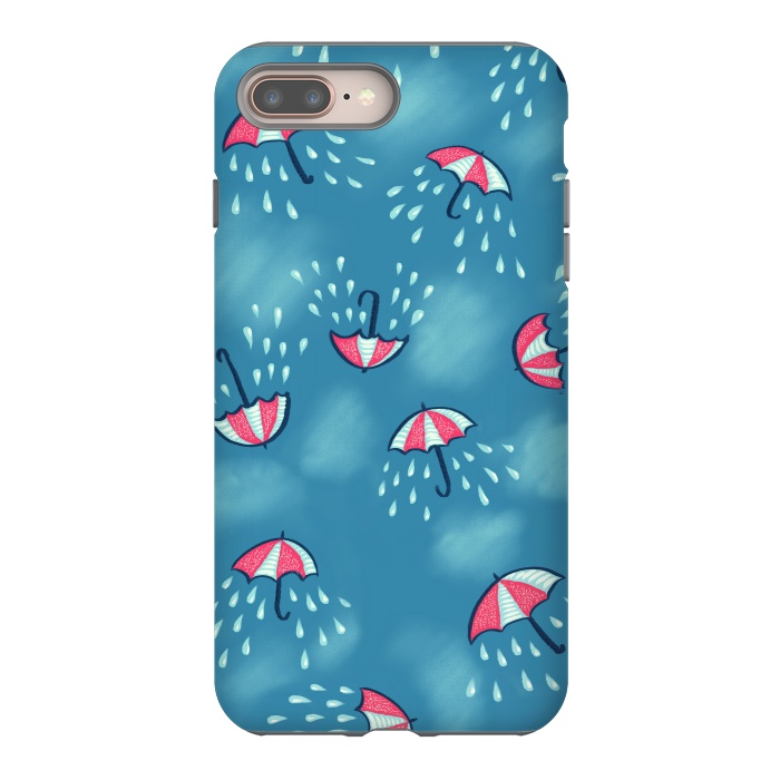 iPhone 8 plus StrongFit Fun Raining Cartoon Umbrella Pattern by Boriana Giormova