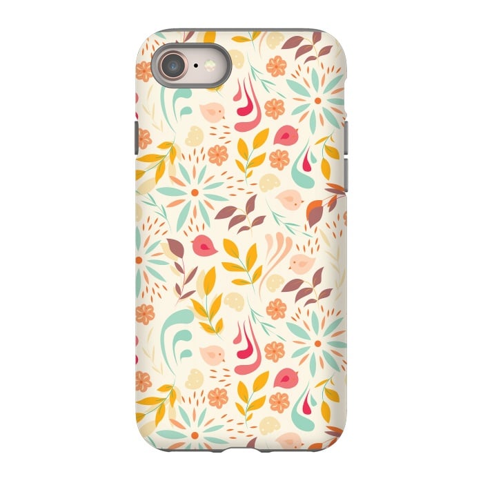 iPhone 8 StrongFit Birds and Flowers Beige by Jelena Obradovic