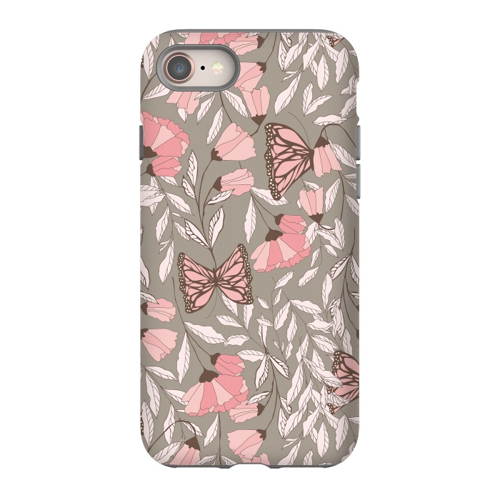iPhone 8 StrongFit Romantic Butterflies Gray by Jelena Obradovic
