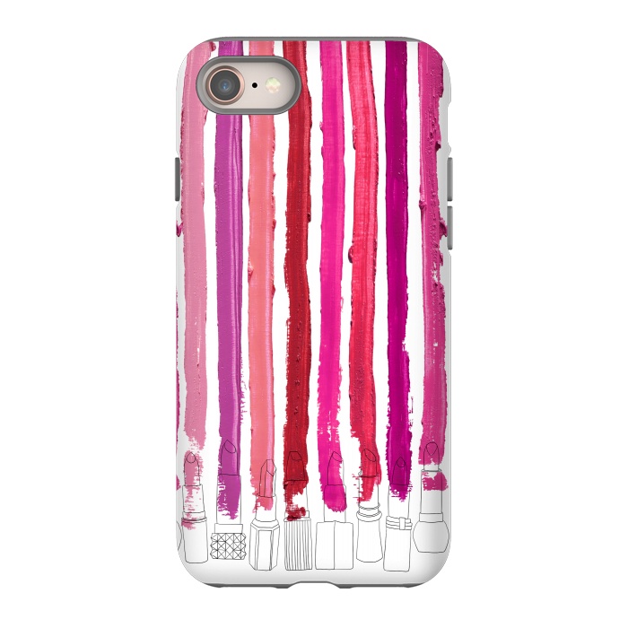 iPhone 8 StrongFit Lipstick Stripes by Notsniw