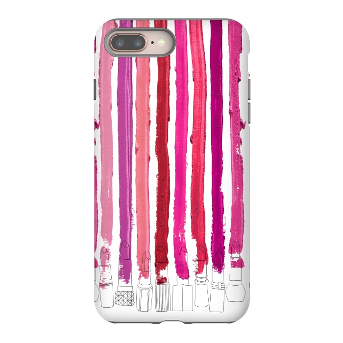 iPhone 8 plus StrongFit Lipstick Stripes by Notsniw