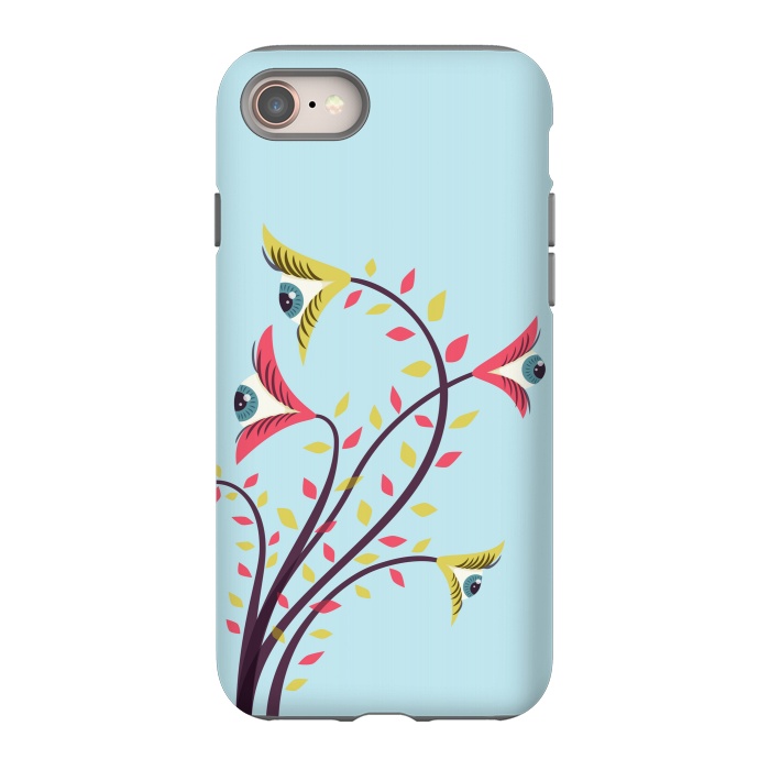 iPhone 8 StrongFit Weird Colorful Watching Eyes Flowers by Boriana Giormova