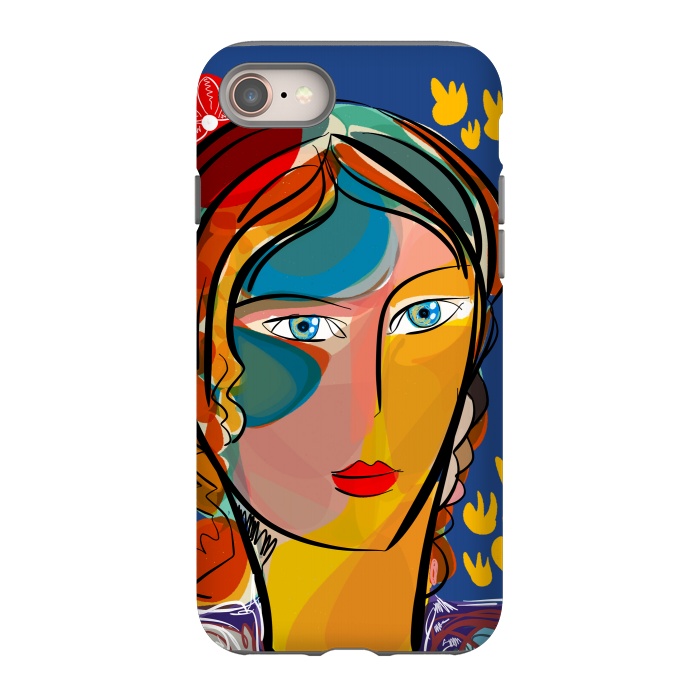 iPhone 8 StrongFit French Flower Pop Art Girl  by Emmanuel Signorino