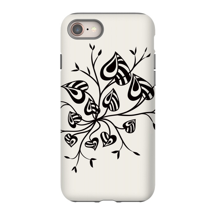 iPhone 8 StrongFit Abstract Black And White Floral With Pointy Leaves by Boriana Giormova