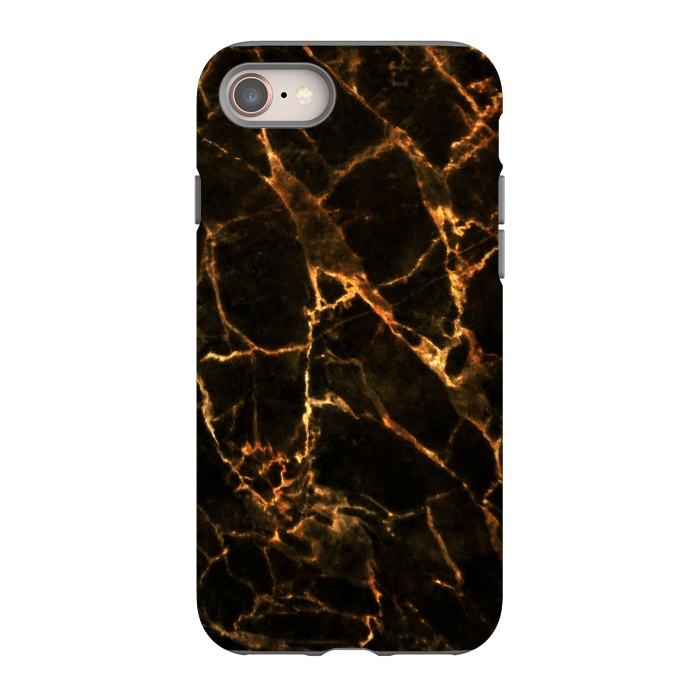 iPhone 8 StrongFit Black marble with golden cracks by Oana 