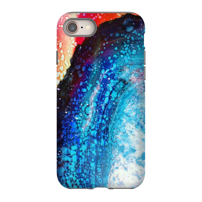 iPhone 8 StrongFit Paint splattered marble blue red by Oana 