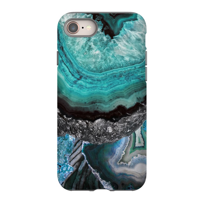 iPhone 8 StrongFit Blue turquoise agate marble close up by Oana 