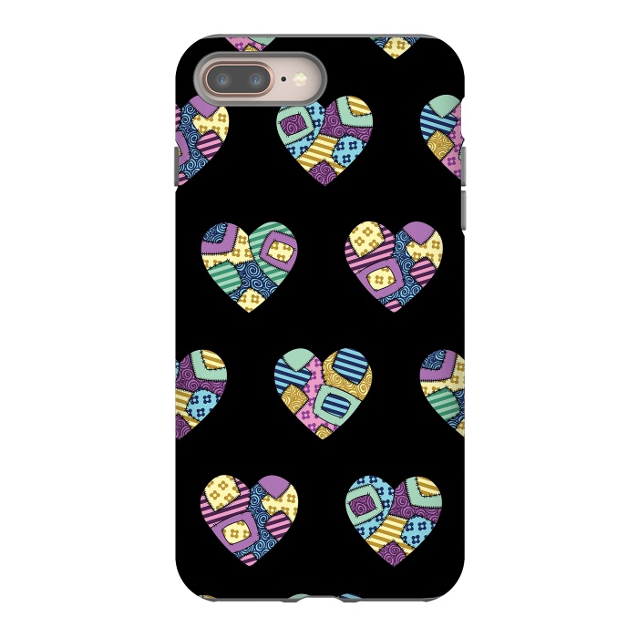 iPhone 8 plus StrongFit patchwork heart pattern by Laura Nagel