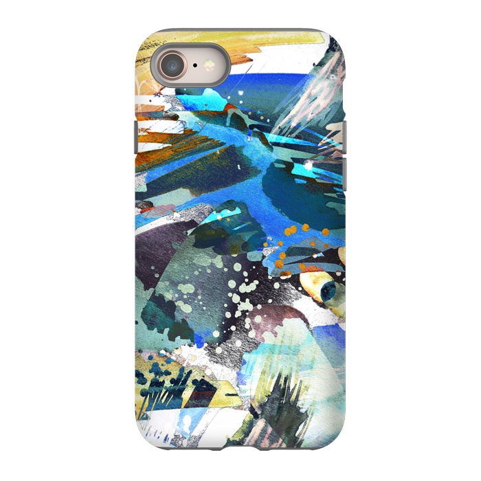 iPhone 8 StrongFit Abstract watercolor splatter and brushstrokes by Oana 