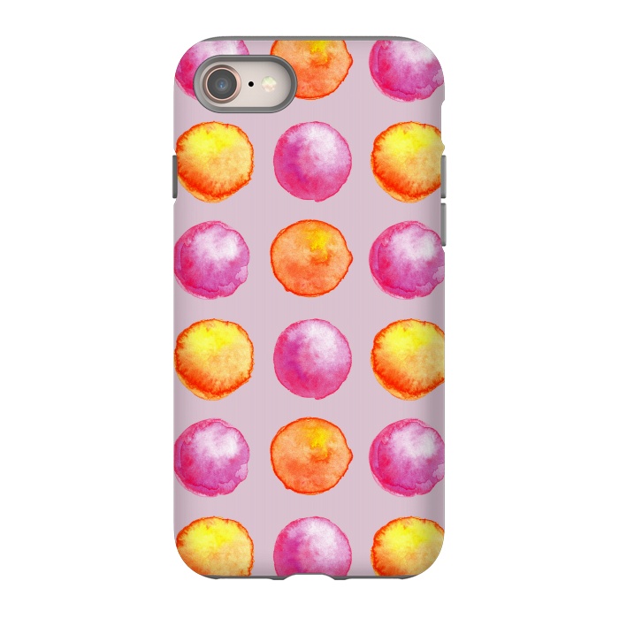 iPhone 8 StrongFit Juicy Watercolor Pink And Orange Spheres Pattern by Boriana Giormova