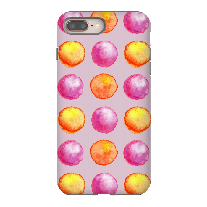 iPhone 8 plus StrongFit Juicy Watercolor Pink And Orange Spheres Pattern by Boriana Giormova