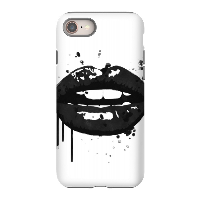 iPhone 8 StrongFit Black Lips Fashion Illustration by Alemi