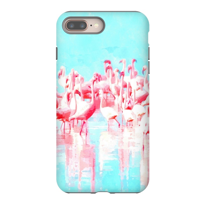 iPhone 8 plus StrongFit Flamingos Tropical Illustration by Alemi