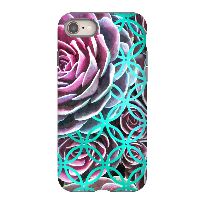 iPhone 8 StrongFit Purple Cactus Turquoise Circle by Alemi