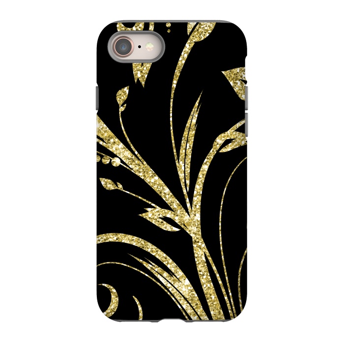 iPhone 8 StrongFit Black Gold and Glitter Pattern by Alemi