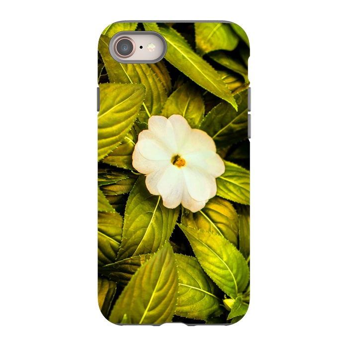iPhone 8 StrongFit Leaves and White Flower by Bledi