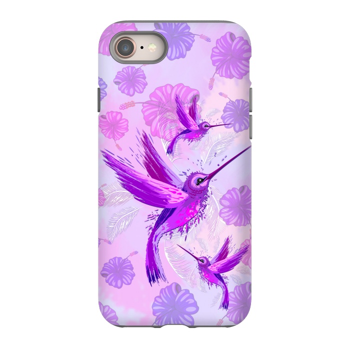iPhone 8 StrongFit Hummingbird Spirit Purple Watercolor  by BluedarkArt