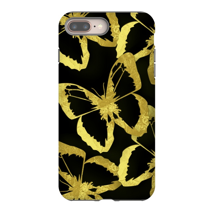 iPhone 8 plus StrongFit Black and Gold Butterflies by Alemi