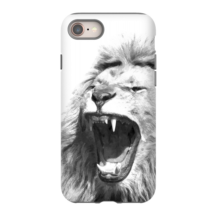 iPhone 8 StrongFit Black and White Fierce Lion by Alemi