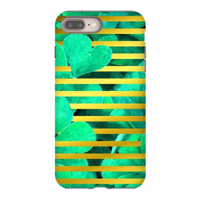 iPhone 8 plus StrongFit Clover and Gold Stripes Geometric Illustration by Alemi