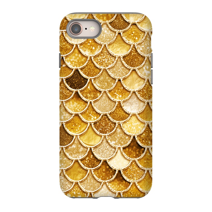 iPhone 8 StrongFit Faux Gold Glitter Mermaid Scales by  Utart