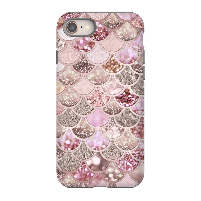 iPhone 8 StrongFit Multicolor Pink & Rose Gold Mermaid Scales by  Utart