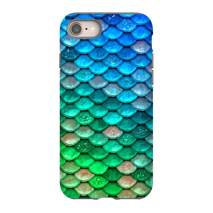 iPhone 8 StrongFit Green & Blue Glitter Mermaid Scales by  Utart