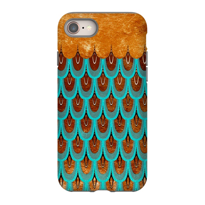 iPhone 8 StrongFit Copper & Teal Gold Mermaid Scales by  Utart