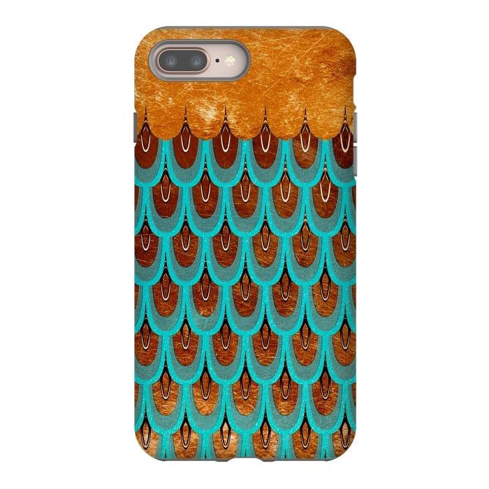 iPhone 8 plus StrongFit Copper & Teal Gold Mermaid Scales by  Utart
