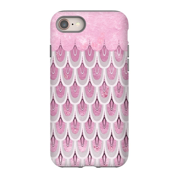iPhone 8 StrongFit Multicolor Pink & Silver Gray Mermaid Scales by  Utart