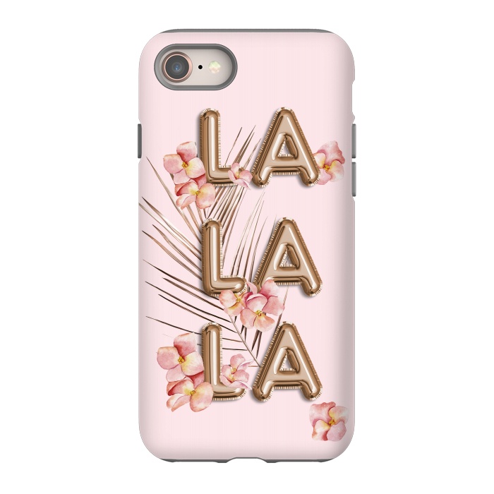 iPhone 8 StrongFit LA LA LA - Fun Shiny Rose Gold Girly Flower Typography  by  Utart