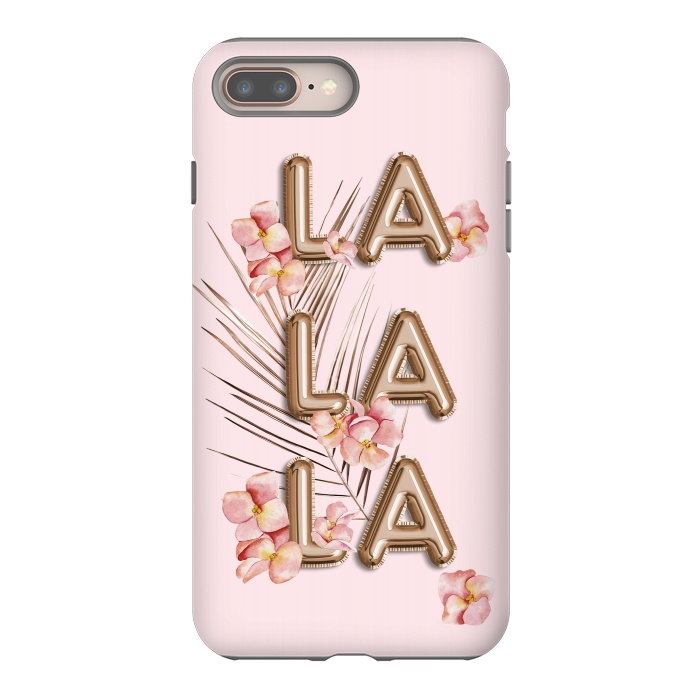 iPhone 8 plus StrongFit LA LA LA - Fun Shiny Rose Gold Girly Flower Typography  by  Utart