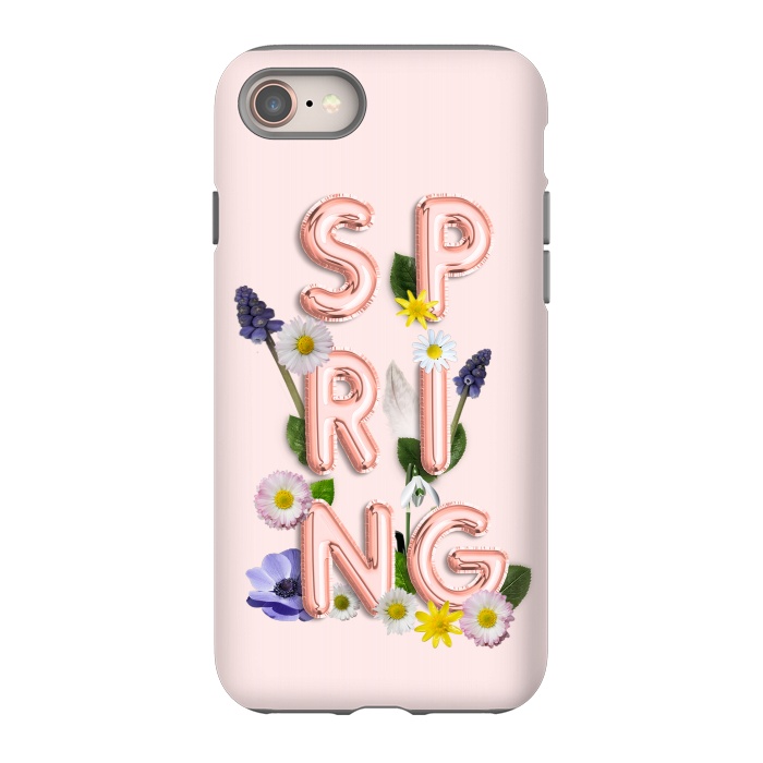 iPhone 8 StrongFit SPRING - Flower Shiny Rose Gold Girly Flower Typography  by  Utart
