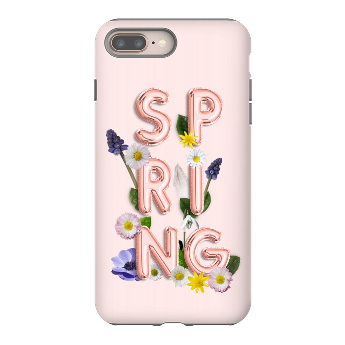 iPhone 8 plus StrongFit SPRING - Flower Shiny Rose Gold Girly Flower Typography  by  Utart
