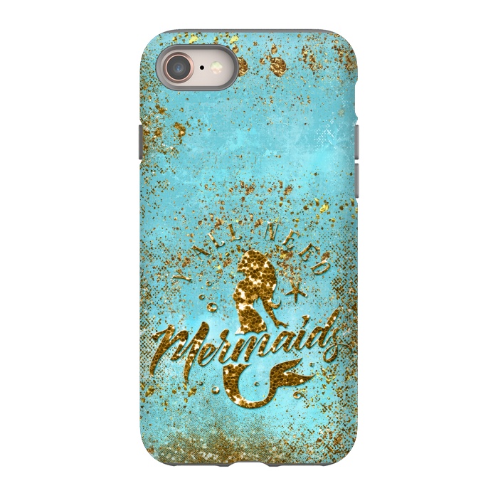 iPhone 8 StrongFit We all need mermaids - Teal and Gold Glitter Typography  by  Utart