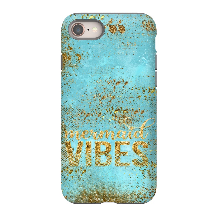 iPhone 8 StrongFit Mermaid Vibes - Teal & Gold Glitter Typography by  Utart