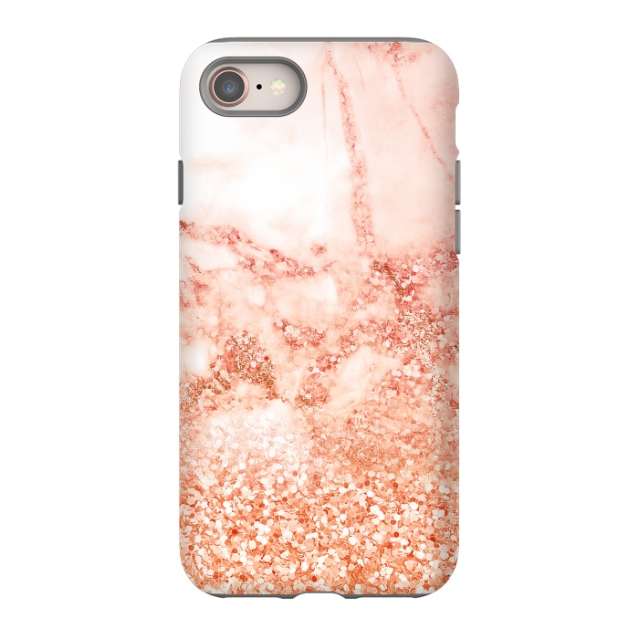 iPhone 8 StrongFit Salmon Glitter Marble by  Utart