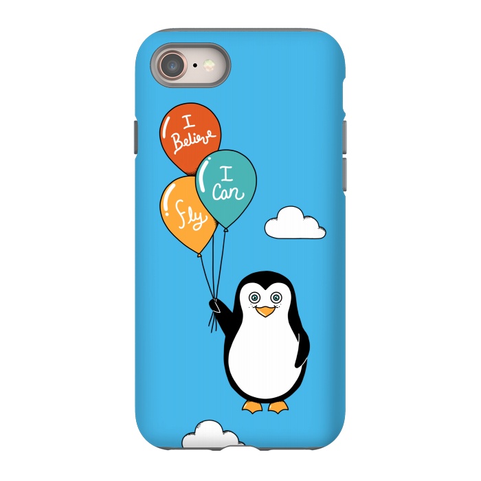 iPhone 8 StrongFit Penguin I Believe I Can Fly by Coffee Man