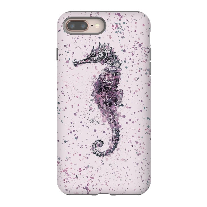 iPhone 8 plus StrongFit Watercolor Seahorse by Andrea Haase