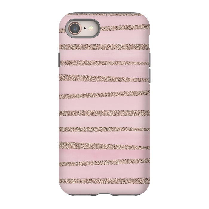 iPhone 8 StrongFit Rose Gold Glitter Stripes 2 by Andrea Haase